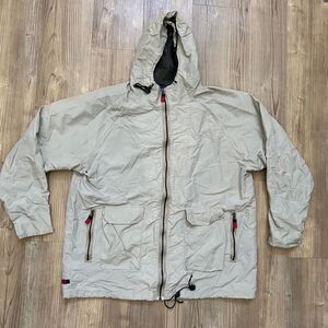 Vintage Umbro - Full Zip Vented Hooded Windbreaker Nylon Jacket Beige Men Sz XL